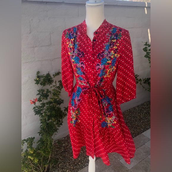 SALONI Dresses & Skirts - Saloni Women's Saloni Scarlet Tyra Button Down Silk Shirt Dress Size 6